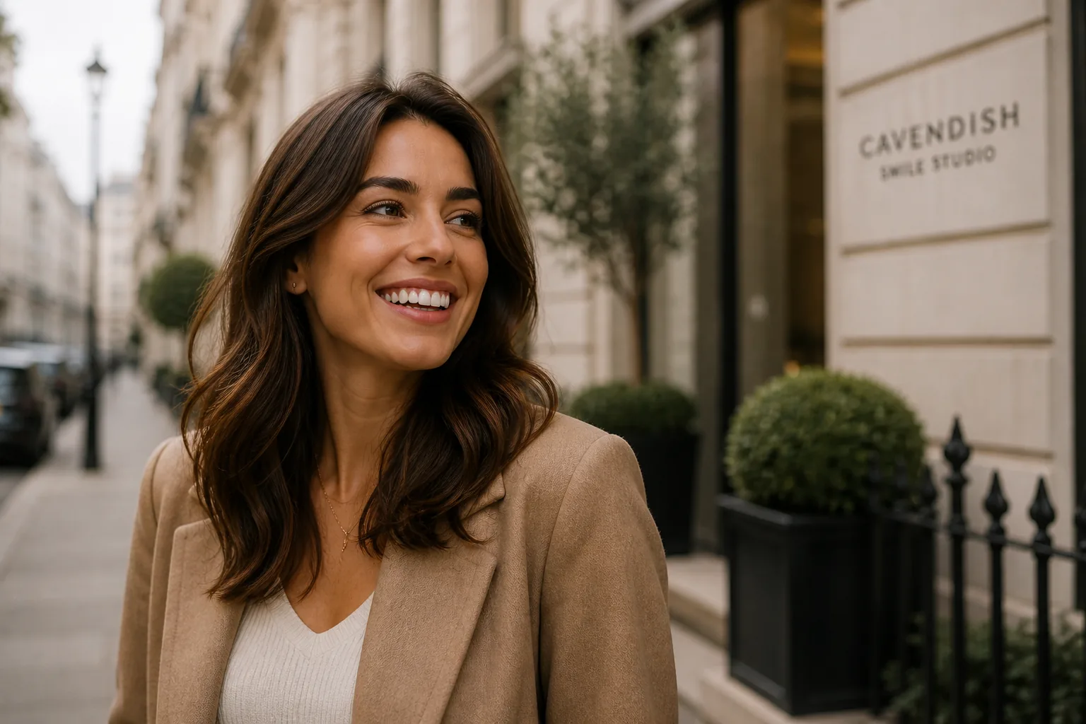A patient on Cavendish Square, after treatment with the studio.
