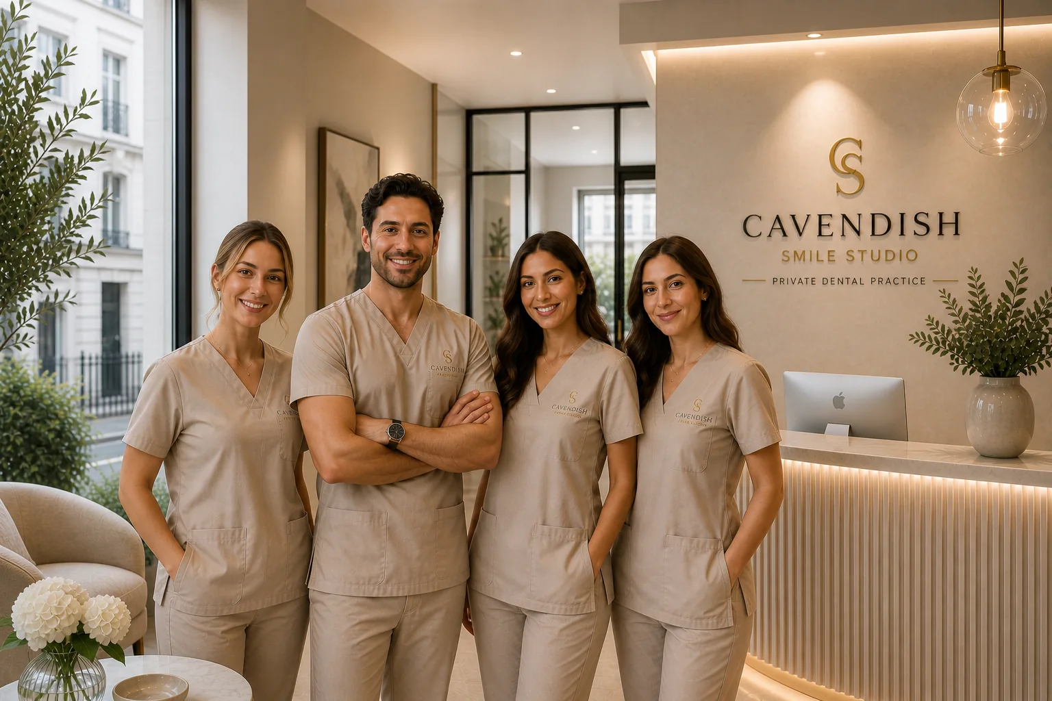 The Cavendish Smile Studio clinical team, on the practice floor.